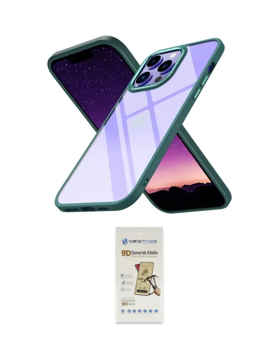 ieg™ iPhone 14 Pro Max Kılıf Nova Işık Serisi - Siyah Mat Seramik Nano Ekran Koruyucu