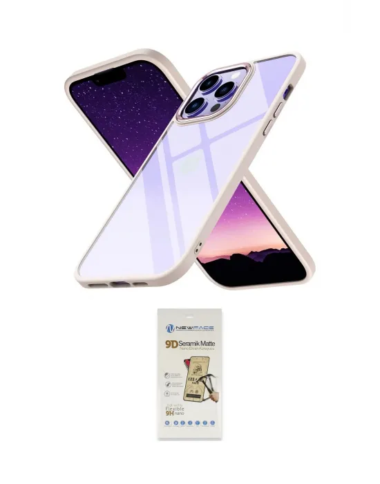 ieg™ iPhone 14 Pro Max Kılıf Nova Işık Serisi - Siyah Mat Seramik Nano Ekran Koruyucu