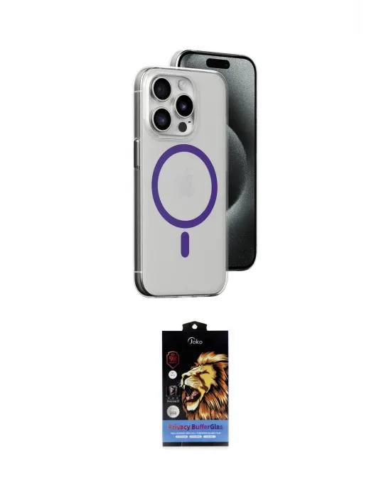 ieg™ iPhone 14 Pro Max Kılıf Odak Form Özel Seri - Siyah Buffer Hayalet Cam Ekran Koruyucu