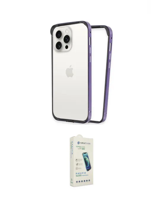 ieg™ iPhone 14 Pro Max Kılıf Pusula Asil Koleksiyonu - Şeffaf Pasifik Cam Ekran Koruyucu