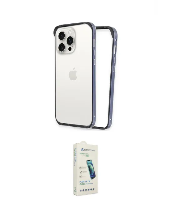 ieg™ iPhone 14 Pro Max Kılıf Pusula Asil Koleksiyonu - Şeffaf Pasifik Cam Ekran Koruyucu