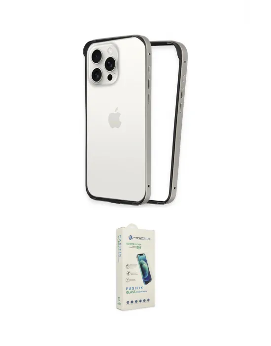 ieg™ iPhone 14 Pro Max Kılıf Pusula Asil Koleksiyonu - Şeffaf Pasifik Cam Ekran Koruyucu