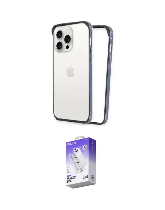 ieg™ iPhone 14 Pro Max Kılıf Pusula Asil Koleksiyonu - Siyah Bilvis 5in1 3D Magic Cam Ekran Koruyucu
