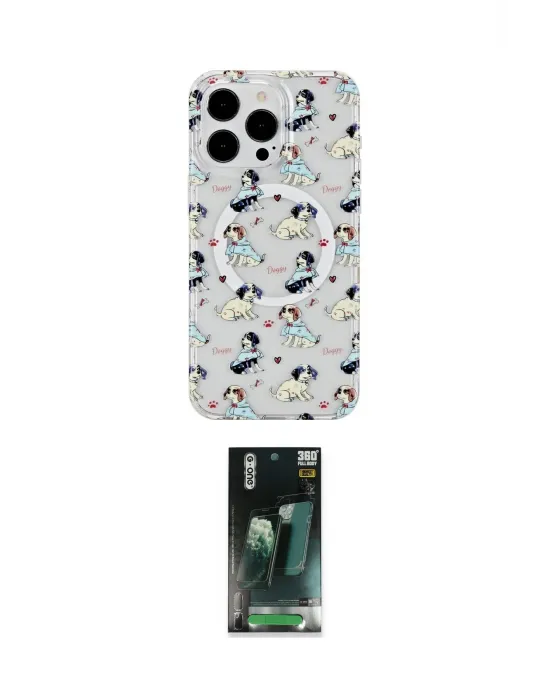 ieg™ iPhone 14 Pro Max Kılıf Pusula Form - Şeffaf 360 Full Body Arka Koruyucu