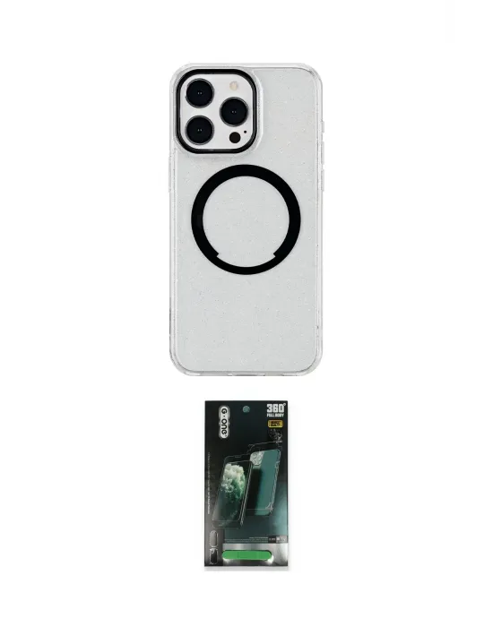 ieg™ iPhone 14 Pro Max Kılıf Pusula Form - Şeffaf 360 Full Body Arka Koruyucu