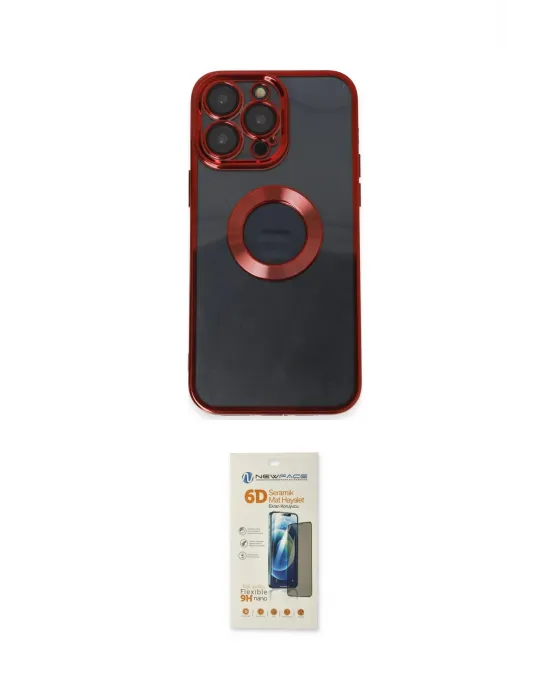 ieg™ iPhone 14 Pro Max Kılıf Pusula Form - Siyah 6D Mat Seramik Hayalet Nano Ekran Koruyucu