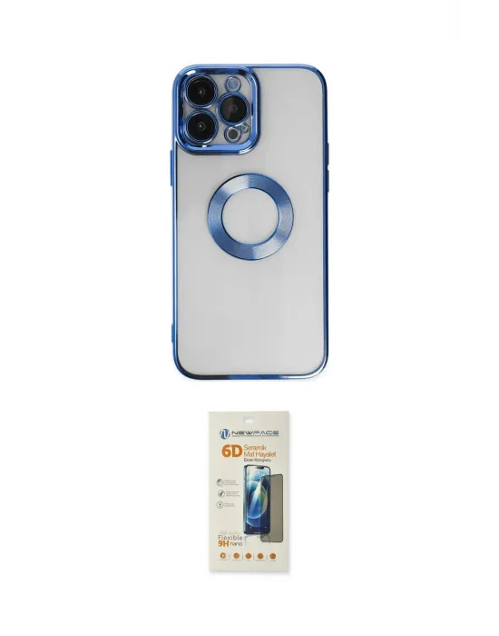 ieg™ iPhone 14 Pro Max Kılıf Pusula Form - Siyah 6D Mat Seramik Hayalet Nano Ekran Koruyucu