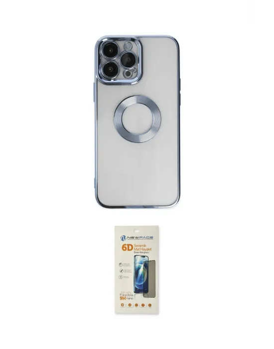 ieg™ iPhone 14 Pro Max Kılıf Pusula Form - Siyah 6D Mat Seramik Hayalet Nano Ekran Koruyucu