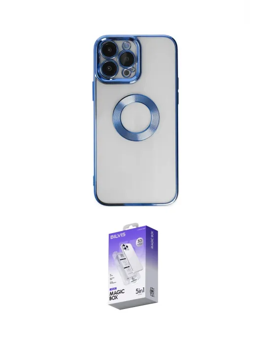 ieg™ iPhone 14 Pro Max Kılıf Pusula Form - Siyah Bilvis 5in1 3D Magic Cam Ekran Koruyucu