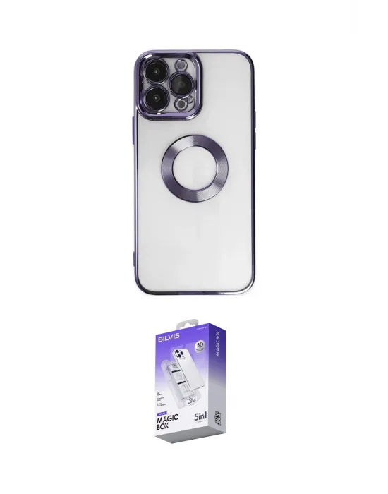 ieg™ iPhone 14 Pro Max Kılıf Pusula Form - Siyah Bilvis 5in1 3D Magic Cam Ekran Koruyucu
