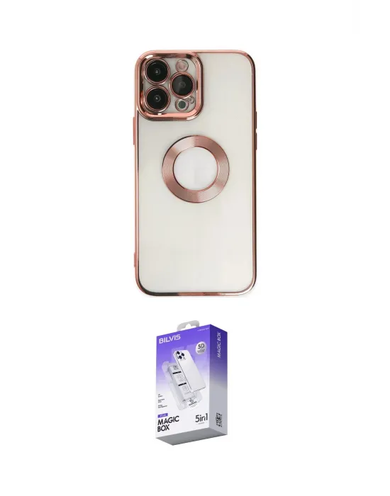 ieg™ iPhone 14 Pro Max Kılıf Pusula Form - Siyah Bilvis 5in1 3D Magic Cam Ekran Koruyucu