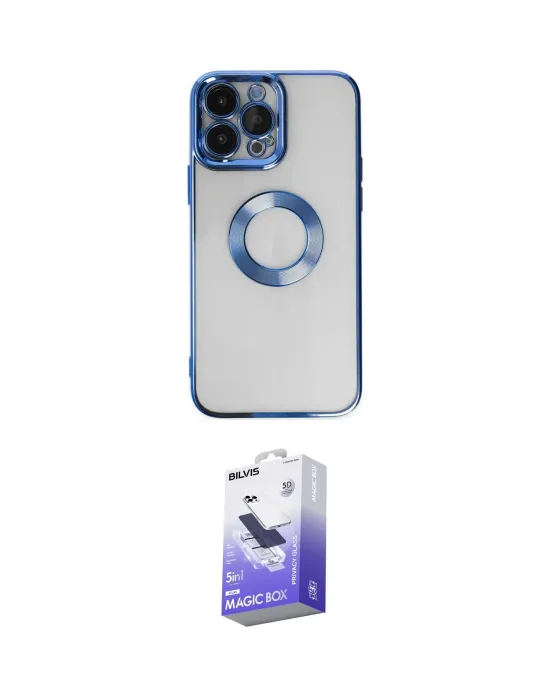 ieg™ iPhone 14 Pro Max Kılıf Pusula Form - Siyah Bilvis 5in1 5D Magic Hayalet Cam Ekran Koruyucu
