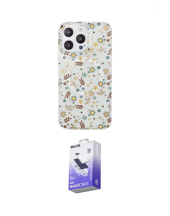 ieg™ iPhone 14 Pro Max Kılıf Pusula Form - Siyah Bilvis 5in1 5D Magic Hayalet Cam Ekran Koruyucu