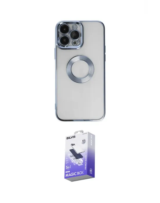 ieg™ iPhone 14 Pro Max Kılıf Pusula Form - Siyah Bilvis 5in1 5D Magic Hayalet Cam Ekran Koruyucu