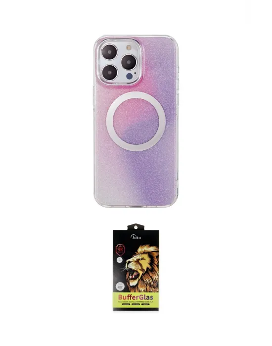 ieg™ iPhone 14 Pro Max Kılıf Pusula Form - Siyah Buffer Cam Ekran Koruyucu