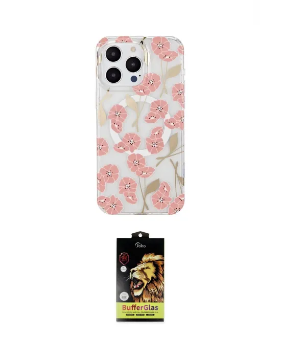 ieg™ iPhone 14 Pro Max Kılıf Pusula Form - Siyah Buffer Cam Ekran Koruyucu
