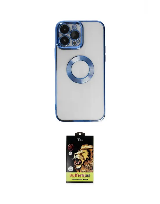 ieg™ iPhone 14 Pro Max Kılıf Pusula Form - Siyah Buffer Cam Ekran Koruyucu
