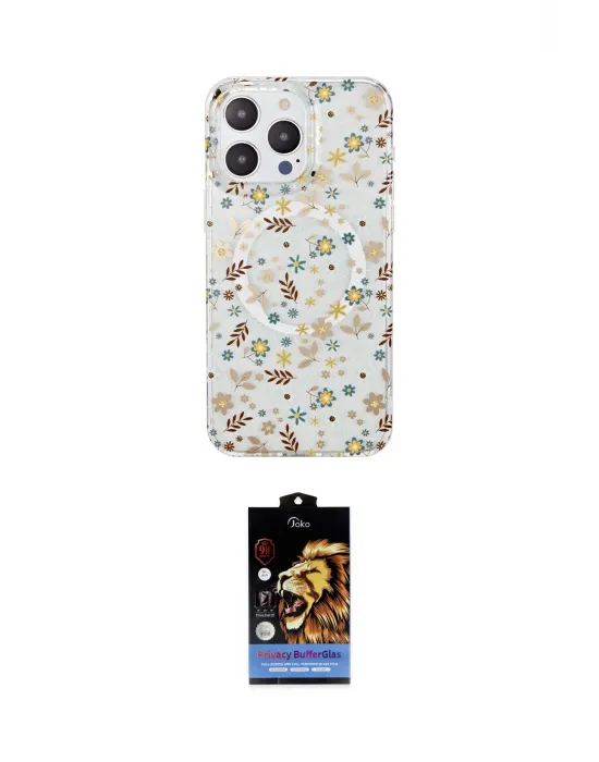 ieg™ iPhone 14 Pro Max Kılıf Pusula Form - Siyah Buffer Hayalet Cam Ekran Koruyucu