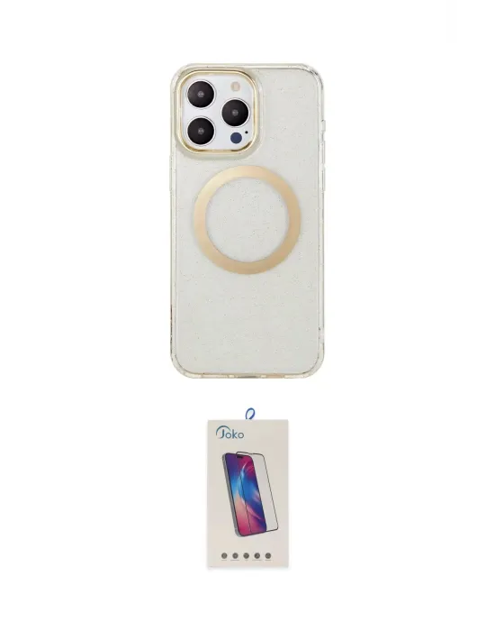 ieg™ iPhone 14 Pro Max Kılıf Pusula Form - Siyah Joko 5D Cam