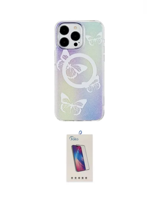ieg™ iPhone 14 Pro Max Kılıf Pusula Form - Siyah Joko 5D Cam