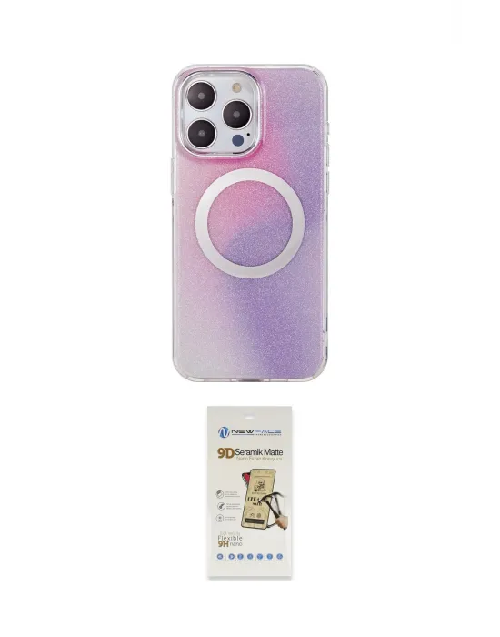 ieg™ iPhone 14 Pro Max Kılıf Pusula Form - Siyah Mat Seramik Nano Ekran Koruyucu