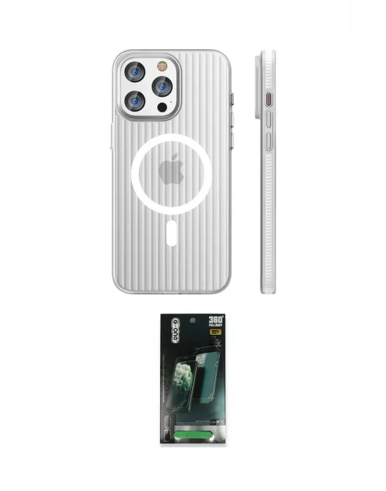 ieg™ iPhone 14 Pro Max Kılıf Pusula Minimal Koleksiyonu - Şeffaf 360 Full Body Arka Koruyucu