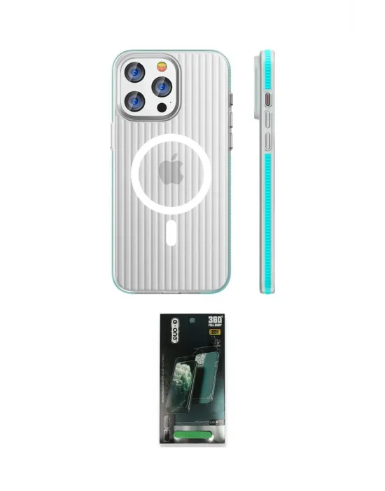 ieg™ iPhone 14 Pro Max Kılıf Pusula Minimal Koleksiyonu - Şeffaf 360 Full Body Arka Koruyucu
