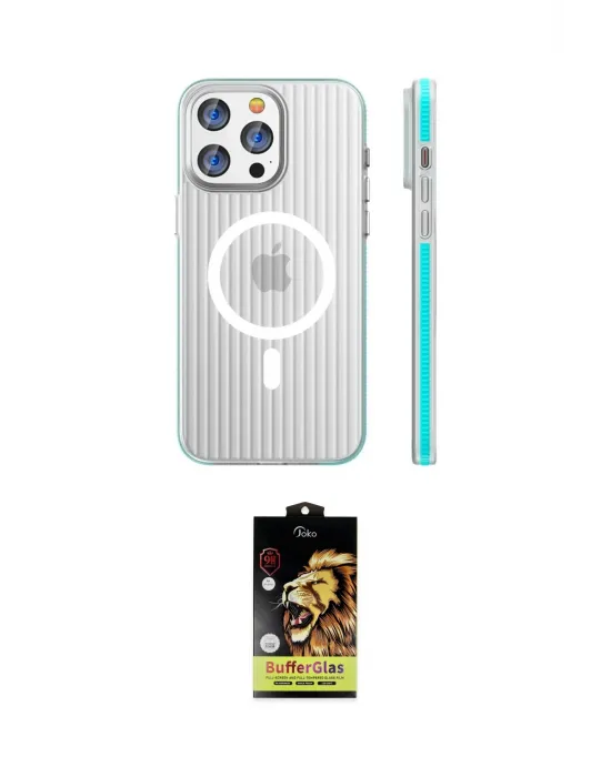 ieg™ iPhone 14 Pro Max Kılıf Pusula Minimal Koleksiyonu - Siyah Buffer Cam Ekran Koruyucu