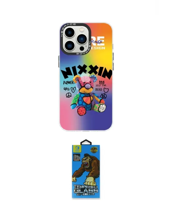ieg™ iPhone 14 Pro Max Kılıf Siluet Çizgi Koleksiyonu - Siyah 18D Cam Ekran Koruyucu