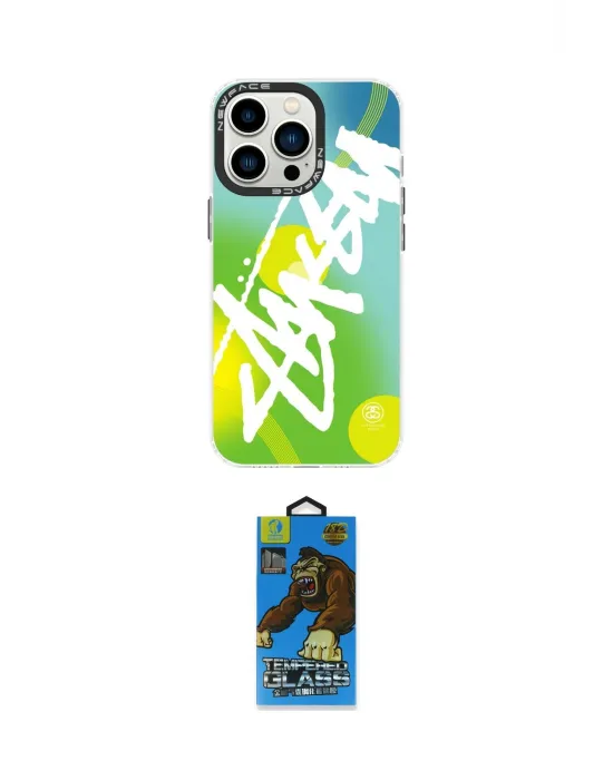 ieg™ iPhone 14 Pro Max Kılıf Siluet Çizgi Koleksiyonu - Siyah 18D Cam Ekran Koruyucu