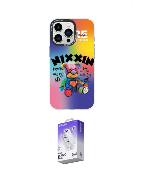 ieg™ iPhone 14 Pro Max Kılıf Siluet Çizgi Koleksiyonu - Siyah Bilvis 5in1 3D Magic Cam Ekran Koruyucu