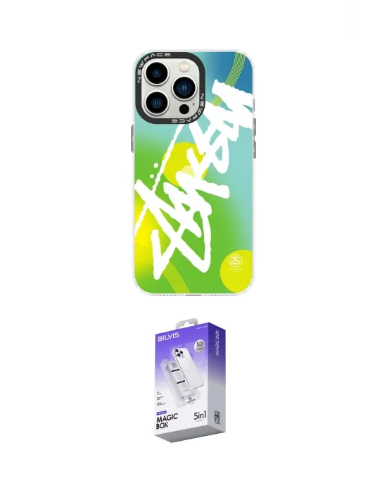 ieg™ iPhone 14 Pro Max Kılıf Siluet Çizgi Koleksiyonu - Siyah Bilvis 5in1 3D Magic Cam Ekran Koruyucu