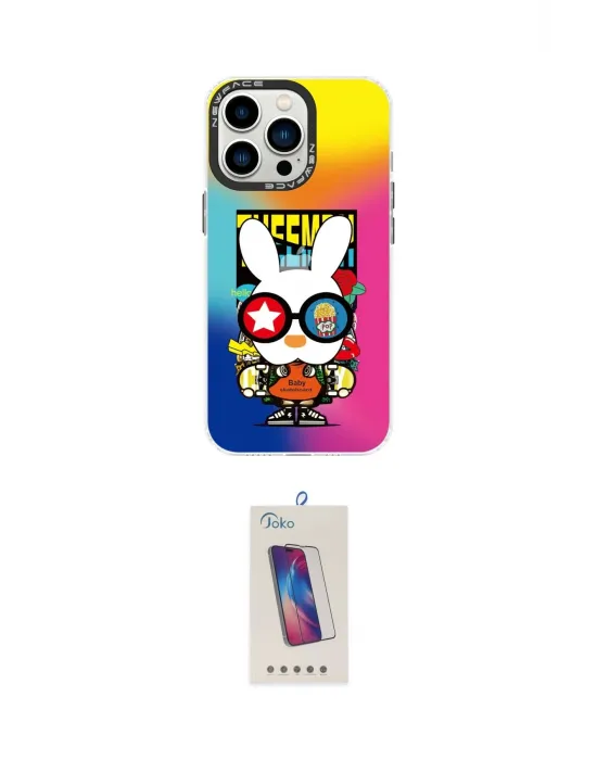 ieg™ iPhone 14 Pro Max Kılıf Siluet Çizgi Koleksiyonu - Siyah Joko 5D Cam