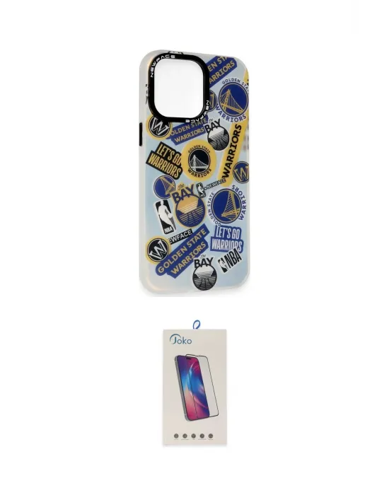 ieg™ iPhone 14 Pro Max Kılıf Siluet Çizgi Koleksiyonu - Siyah Joko 5D Cam