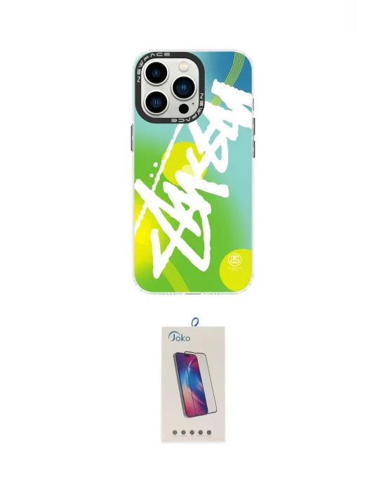 ieg™ iPhone 14 Pro Max Kılıf Siluet Çizgi Koleksiyonu - Siyah Joko 5D Cam