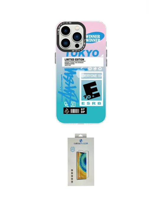 ieg™ iPhone 14 Pro Max Kılıf Siluet Çizgi Koleksiyonu - Siyah Polymer Nano Ekran Koruyucu