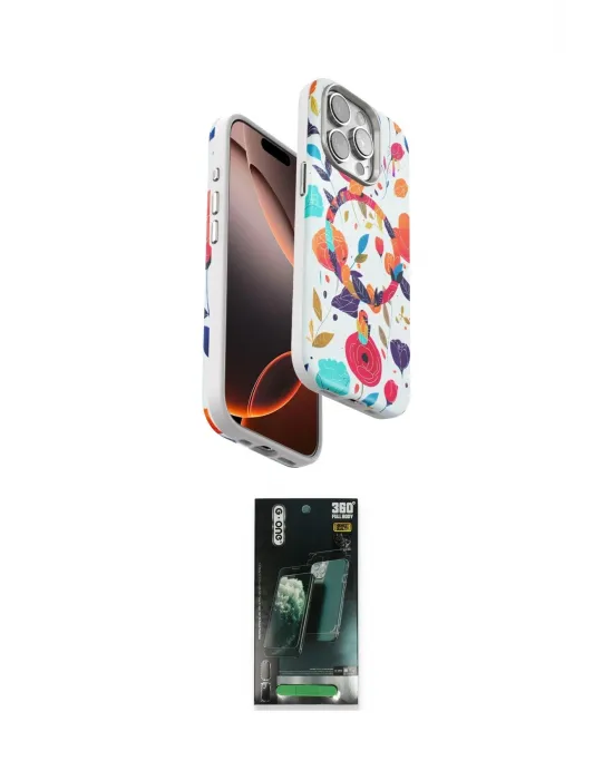 ieg™ iPhone 14 Pro Max Kılıf Siluet Doku - Şeffaf 360 Full Body Arka Koruyucu