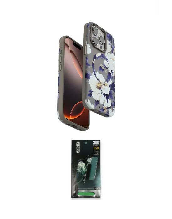 ieg™ iPhone 14 Pro Max Kılıf Siluet Doku - Şeffaf 360 Full Body Arka Koruyucu