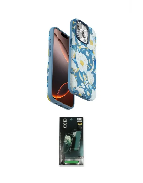 ieg™ iPhone 14 Pro Max Kılıf Siluet Doku - Şeffaf 360 Full Body Arka Koruyucu