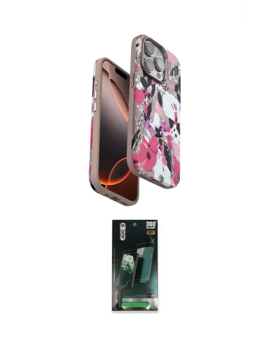 ieg™ iPhone 14 Pro Max Kılıf Siluet Doku - Şeffaf 360 Full Body Arka Koruyucu
