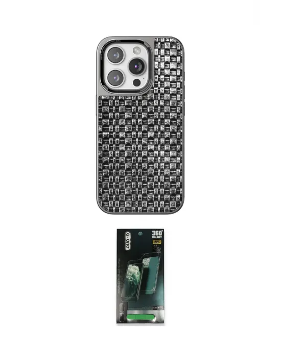 ieg™ iPhone 14 Pro Max Kılıf Siluet Form Serisi - Siyah 360 Mat Full Body Arka Koruyucu