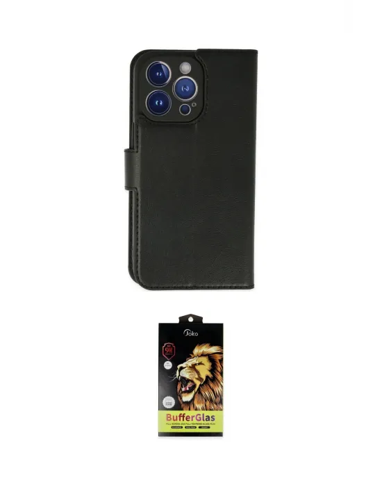 ieg™ iPhone 14 Pro Max Kılıf Siluet Işık Serisi - Siyah Buffer Cam Ekran Koruyucu