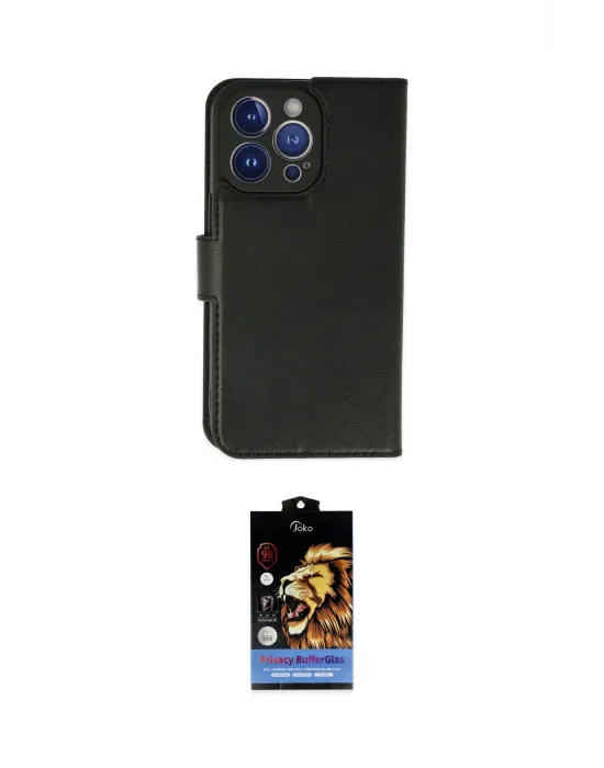 ieg™ iPhone 14 Pro Max Kılıf Siluet Işık Serisi - Siyah Buffer Hayalet Cam Ekran Koruyucu