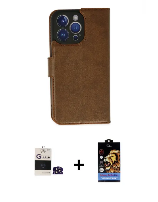 ieg™ iPhone 14 Pro Max Kılıf Siluet Işık Serisi - Siyah Buffer Hayalet Cam Ekran Koruyucu + Bilvis Titan Kamera Lens - DNMR