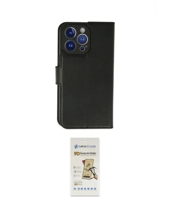 ieg™ iPhone 14 Pro Max Kılıf Siluet Işık Serisi - Siyah Mat Seramik Nano Ekran Koruyucu