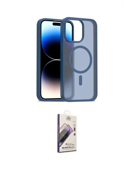 ieg™ iPhone 14 Pro Max Kılıf Siluet Minimal Prime - Siyah Bilvis 3D Mat Cam Ekran Koruyucu