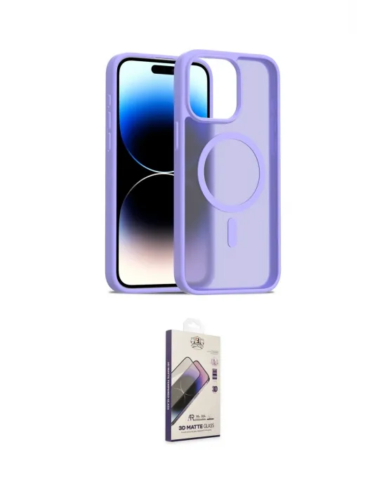 ieg™ iPhone 14 Pro Max Kılıf Siluet Minimal Prime - Siyah Bilvis 3D Mat Cam Ekran Koruyucu