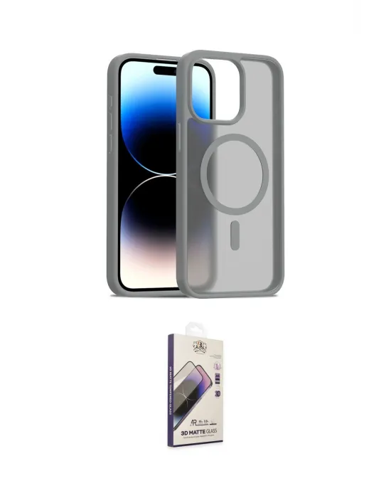 ieg™ iPhone 14 Pro Max Kılıf Siluet Minimal Prime - Siyah Bilvis 3D Mat Cam Ekran Koruyucu