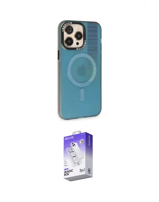 ieg™ iPhone 14 Pro Max Kılıf Siluet Modern Koleksiyonu - Siyah Bilvis 5in1 3D Magic Cam Ekran Koruyucu