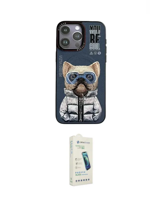 ieg™ iPhone 14 Pro Max Kılıf Siluet Modern Özel Seri - Şeffaf Pasifik Cam Ekran Koruyucu
